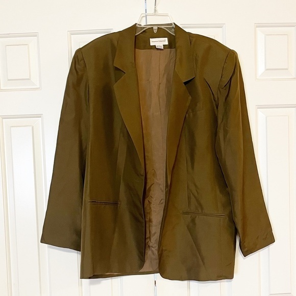 potomac collection Jackets & Blazers - Potomac Collection brown one button fully lined silk blazer. Size Women's Large